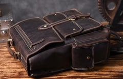 Handmade Leather Mens Cool Backpack Messenger Bag Briefcase Work Bag Business Bag for men - imessengerbags