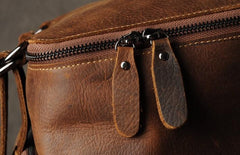 Genuine Leather Mens Cool Backpack Sling Bag Large Black Travel Bag Hiking Bag for men