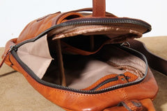 Genuine Leather Mens Cool Chest Bag Sling Bag Crossbody Bag Travel Bag Hiking Bag for men - imessengerbags