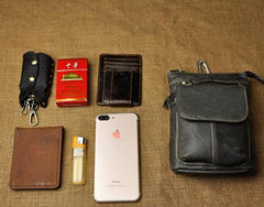 Mens Leather Small Side Bag Waist Pouch Holster COURIER BAG Belt Case Belt Pouch for Men - imessengerbags