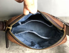Genuine Leather Mens Cool Chest Bag Sling Bag Crossbody Bag Travel Bag Hiking Bag for men - imessengerbags