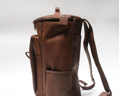 Mens Leather Barrel Backpack Cool Travel Bag Weekender Bag for men - imessengerbags