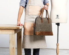 Mens Canvas Leather Briefcase Handbag Work Bag Business Bag for Men