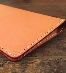 Handmade Leather Mens Cool Long Leather Wallet Slim Travel Passport Wallet for Men - imessengerbags