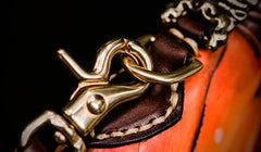 Handmade Leather Tooled Chinese Lion Mens Chain Biker Wallet Cool Leather Wallet Long Phone Wallets for Men - imessengerbags
