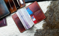 Handmade Leather Mens Small Passport Wallets Travel Wallets for Men - imessengerbags