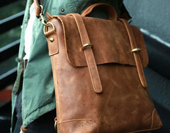 Vintage Mens Leather Briefcase Handbag Shoulder Bag Backpack for men