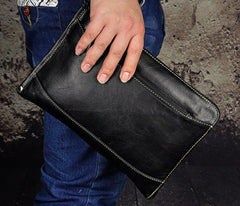 Large Leather Mens Wristlet Bag Wristlet Wallet Side Bag Clutch Wallet for Men