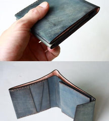 Handmade Vintage Leather Mens Small Bifold Wallet Cool billfold Wallet for Men - imessengerbags