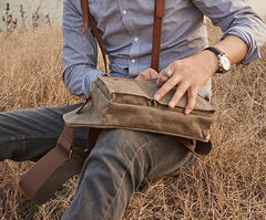 Canvas Mens Fanny Pack Canvas Waist Bag Small Canvas Chest Bag for Men - imessengerbags
