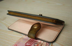 Handmade Mens Vintage Leather Long Biker Wallet Cool Long Chain Wallet for Men - imessengerbags
