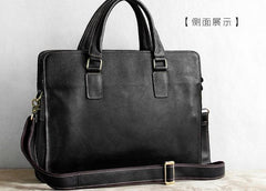 Vintage Black Leather Mens Briefcases Work Bag Laptop Bag Business Bag for Men - imessengerbags