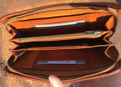Handmade Genuine Rock Punk Leather Mens Cool Long Wallet Wristlet Bifold Clutch Wallet for Men