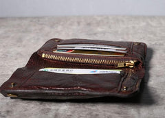 Handmade Genuine Leather Mens Cool Slim Leather Wallet Men Small Wallets Bifold for Men - imessengerbags