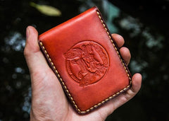 Handmade Leather License Wallet Tooled Mens billfold Wallet Cool Leather Wallet Slim Wallet for Men - imessengerbags