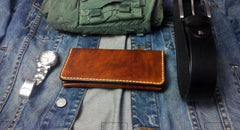 Vintage Brown Leather Bifold Mens Long Wallet Leather Long Wallets for Men