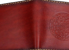 Handmade Leather Tooled Mens billfold Wallet Cool Leather Wallet Slim Wallet for Men - imessengerbags