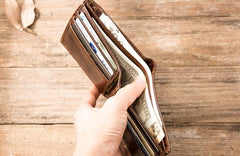 Cool Leather Mens Small Wallets Bifold Vintage billfold Wallets for Men - imessengerbags