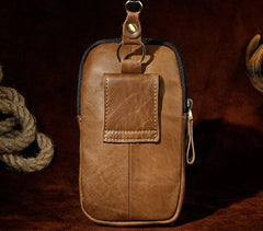 Mens Small Leather Holster Belt Case Belt Pouch Cell Phone Waist Pouch for Men - imessengerbags