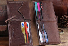 Genuine Leather Mens Cool Slim Long billfold Leather Wallet Men Small Wallets Bifold for Men - imessengerbags