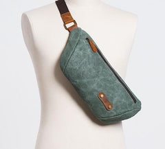 Gray Cool Canvas Mens Sling Bag Chest Bag One Shoulder Packs for men