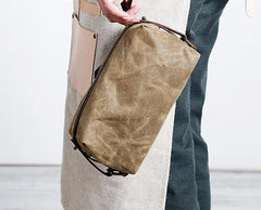 Large Canvas Green Mens Clutch Bag Zipper Wristlet Bag Phone Purse for Men