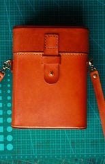 Handmade Brown Leather Mens Small Box Bag Shoulder Bag Messenger Bags for Men - imessengerbags