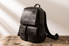 Cool Mens Leather Backpacks Black Travel Backpacks Laptop Backpack for men