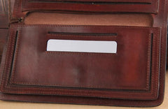 Genuine Leather Mens Cool Biker Chain Wallet Long Leather Wallet Slim Clutch Wristlet Wallet for Men - imessengerbags