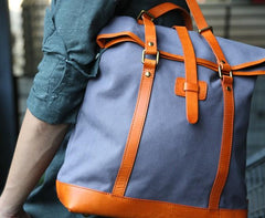 Canvas Leather Mens Backpack Travel Backpacks Laptop Backpack for men - imessengerbags