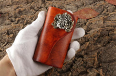 Handmade Leather Mens Cool Key Wallet Car Key Holder Car Key Case for Brown Men - imessengerbags