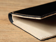 Black Leather Mens Small Wallet Bifold Wallet for Men - imessengerbags