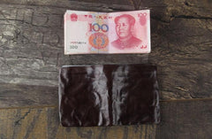 Handmade Genuine Leather Mens Cool Slim Leather Wallet Men Small Wallets Bifold for Men - imessengerbags