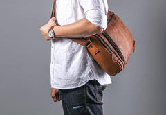 Cool Leather Brown Mens Messenger Bags Vintage Shoulder Bag  for Men