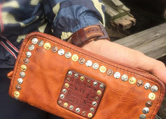 Genuine Leather Mens Cool Long Leather Wallet Biker Wallet Zipper Clutch Wallet for Men - imessengerbags