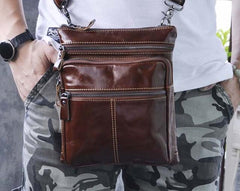 Mens Leather Small Side Bag Messenger Bag Courier bag for Men - imessengerbags