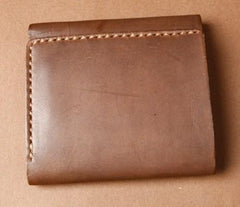 Handmade Coffee Leather Mens Small Trifold Wallet Cool billfold Wallet for Men - imessengerbags