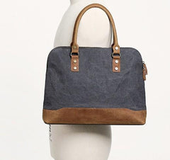 Mens Canvas Leather Briefcase Handbag Work Bag Business Bag for Men