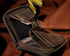 Cool Leather Mens Zipper Small Wallet Front Pocket Wallet for Men - imessengerbags