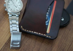 Handmade Leather Mens Slim Front Pocket Wallet Leather Card Wallets  for Men - imessengerbags