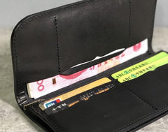 Handmade Leather Biker Wallet Long Mens Cool Chain Wallet Trucker Wallet with Chain - imessengerbags