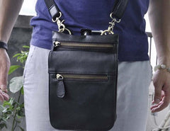Mens Leather Small Side Bag COURIER BAG Waist Pouch Holster Belt Case Belt Pouch for Men