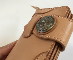 Handmade Leather Biker Wallet Mens Cool Chain Wallet Trucker Wallet with Chain