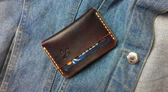 Handmade Leather Mens Slim Front Pocket Wallets Leather Card Wallet for Men - imessengerbags