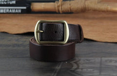 Genuine Leather Punk Rock Biker Trucker Mens Belt Men Black Coffee Belt for Men 3cm