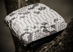 Handmade Leather Boa Skin Tooled Mens billfold Wallet Cool Slim Wallet Biker Wallet for Men - imessengerbags