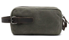Cool Waxed Canvas Leather Mens Zipper Wristlet Bag Vintage Clutch Zipper Bag for Men - imessengerbags