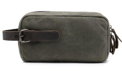 Cool Waxed Canvas Leather Mens Zipper Wristlet Bag Vintage Clutch Zipper Bag for Men