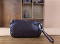 Handmade Genuine Leather Mens Cool Long Leather Wallet Zipper Clutch Wristlet Wallet for Men - imessengerbags