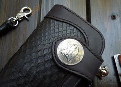 Handmade Leather Biker Wallet Mens Cool Chain Wallet Trucker Wallet with Chain